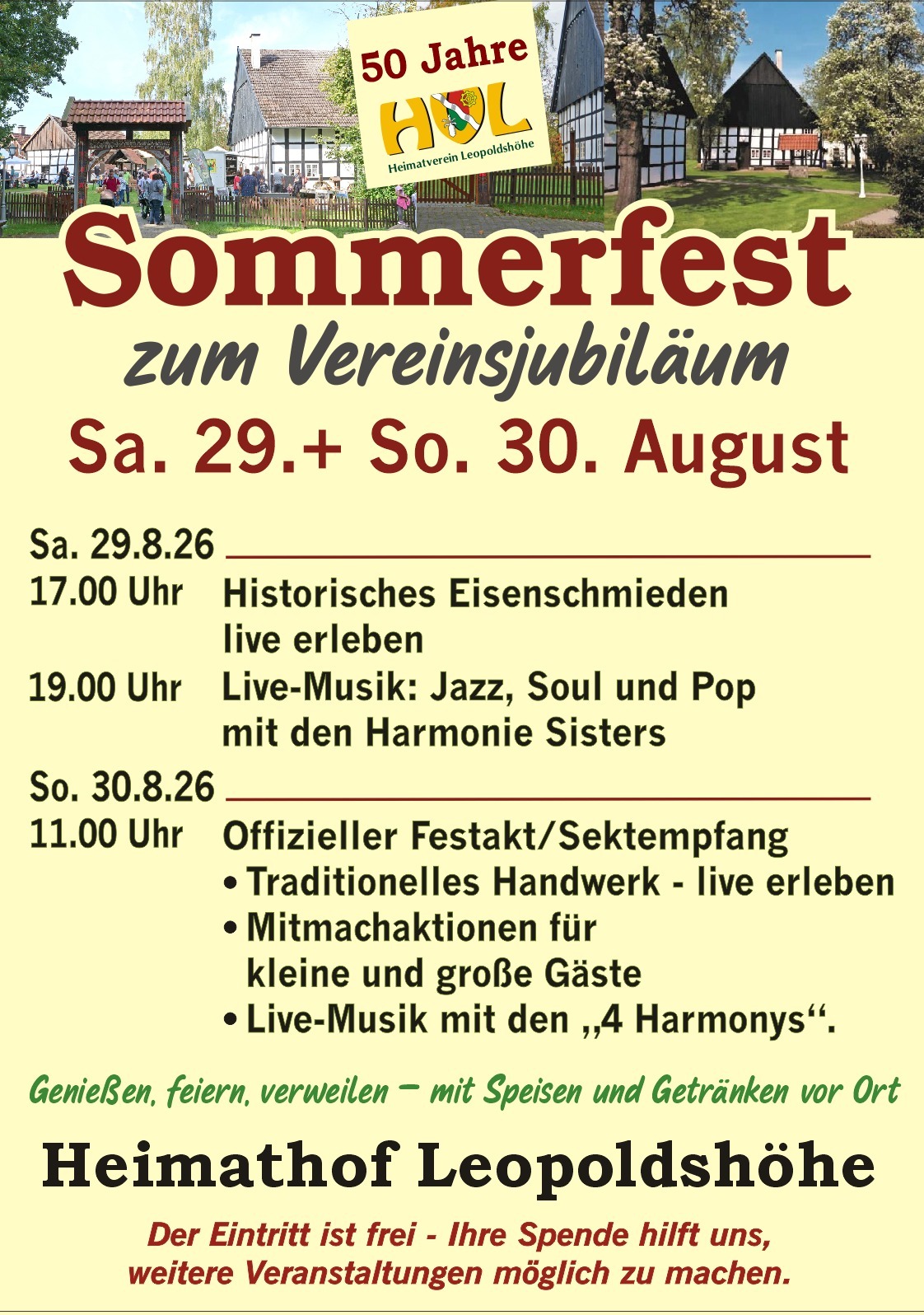 Plakat zum Sommerfest 50 Jahre Heimatverein Leopoldshöhe